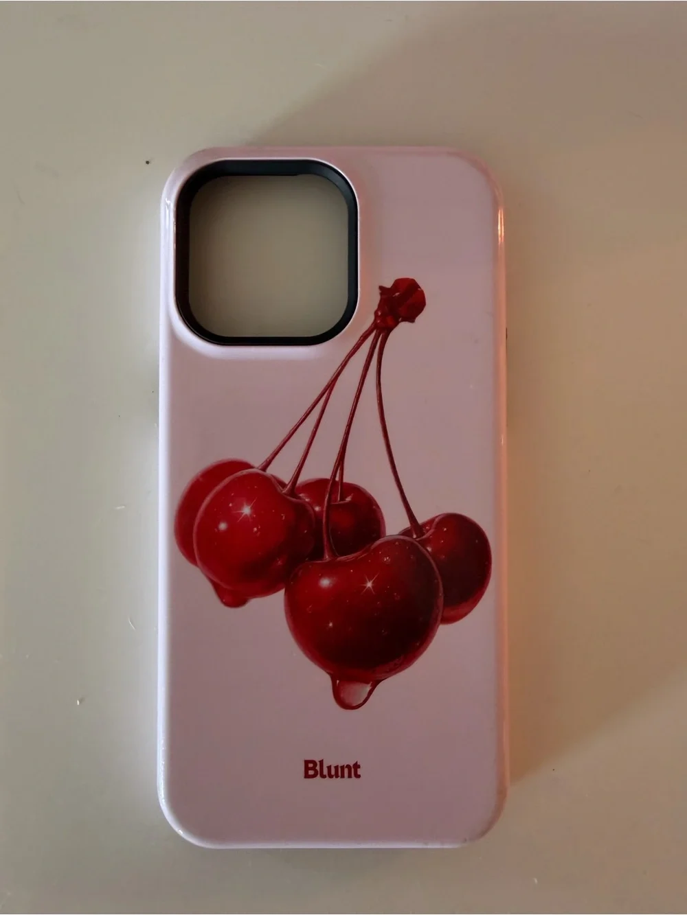 “Blunt” brand Pink Cherry Graphic Phone Case fits iPhone 15 Pro Max cherries